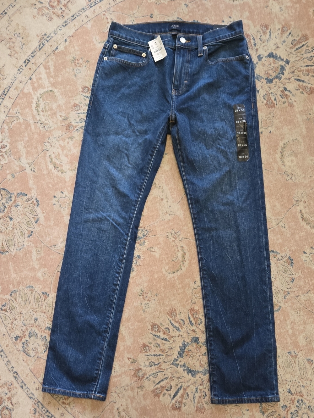 J. Crew Flex Slim Straight Blue Jeans Stretch Denim Classic 5 Pocket 28x30 NEW